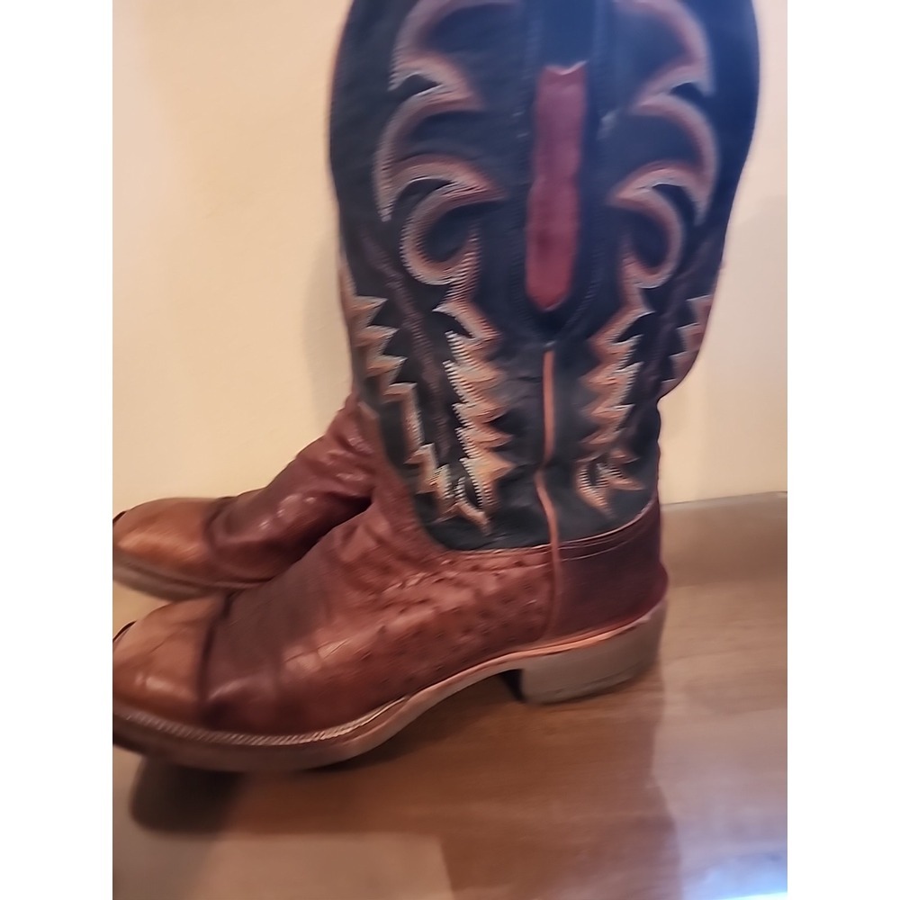 Lucchese Brown and Black Cowboy Boots - Picture 3 of 10